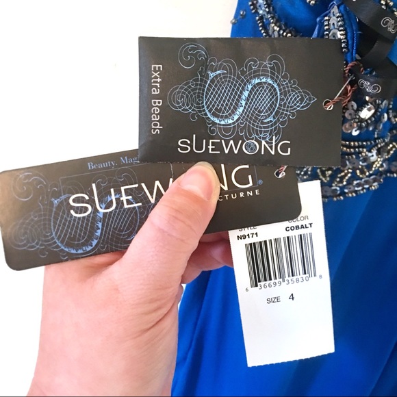 NWT Sue Wong Nocturne Beaded Blue Evening Dress - Picture 7 of 8